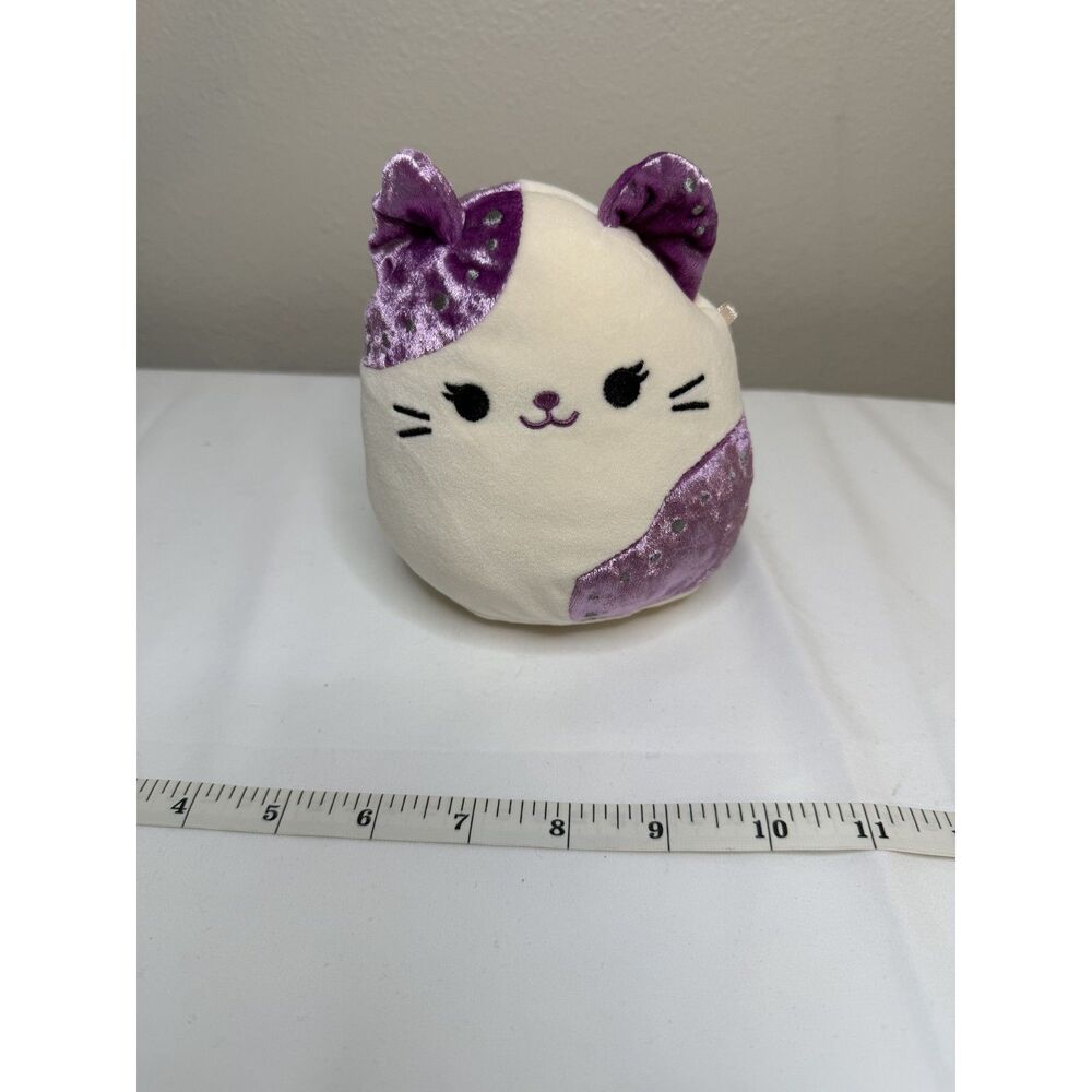 Squishmallows White Purple Cat Plush 6 in
